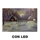 Quadro con led legno case innevate multicolor rettangolare cm 60x40xh1,8