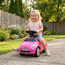 Macchina Cavalcabile per Bambini 12-36 Mesi Licenza Fiat 61x28x38,3 cm con Musica Clacson e Vano Sottosedile in PP Rosa      