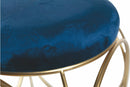 Sgabello Tondo Ø40x46 cm in Ferro e Velluto Soriani Blu