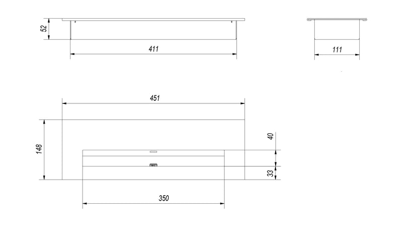 Bruciatore a Bioetanolo per Camini 0,75L 41,1x11,1 cm Flig Burner Large