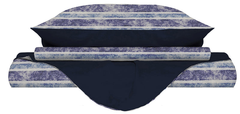 Copripiumino con Stampa sul Sacco e Federe Doubleface Jeans Stripes