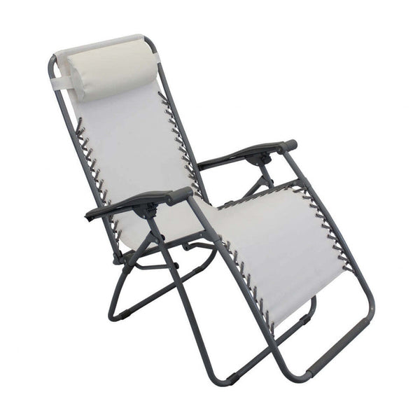 Sedia Sdraio Zero Gravity Reclinabile Pieghevole 88x65x110 h cm in Textilene Beige prezzo