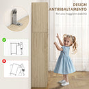 Mobile Contenitore Minimal 59x31x155 cm con 2 Armadietti e Mensole Regolabili in Legno Rovere      