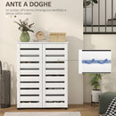 Mobile Scarpiera a 5 Livelli per 15 Paia di Scarpe 76x33Px98 cm in Legno a Doghe Bianco