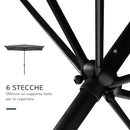 Ombrellone da Giardino 2x3 m Palo Ø38 mm in Alluminio e Poliestere Grigio