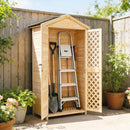 Armadio Esterno 101,5x49x176 cm con Porta Ventilata e Kit Antiribaltamento in Legno di Abete Naturale      