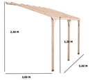 Pergola da Giardino Addossata 3x5x2,20-2,40 m in Legno Senza Copertura 