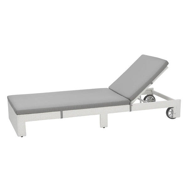 Lettino Prendisole da Giardino in Polyrattan 191x71x75cm Adila Bianco prezzo