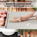Carrello per Barbecue 116x50x93 cm con Armadietto Piano in Acciaio Inox Nero  