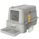 Lettiera per Gatti Chiusa 63x43x43 cm Capacità da 80L con Vassoio Estraibile in ABS e Acciaio Inox Grigio Chiaro      