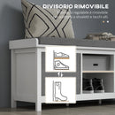 Panca Scarpiera con Ripiano Regolabile a 3 Livelli e 2 Cassetti 105x35x47 cm in Truciolato Bianca e Grigia