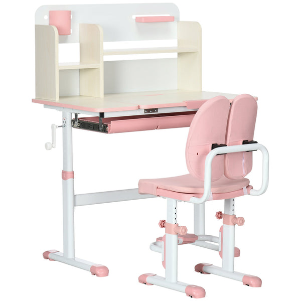 Banco Studio Scuola per Bambini 80x52x88-109 cm in MDF e Acciaio Rosa prezzo