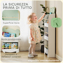 Libreria per Bambini 55x15x110 cm a Forma di Orsetto a 3 Ripiani con Barriere Frontali in MDF e Legno Verde  
