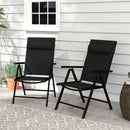 Set 2 Sedie Pieghevoli con Schienale Reclinabile e Poggiatesta 54x67x108 cm in Alluminio e Poliestere Nero