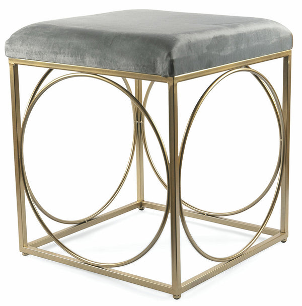 Sgabello Quadrato 40x40x46 cm in Ferro e Velluto Soriani Grigio acquista