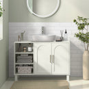 Mobile Sottolavabo per Bagno 90x30x63 cm a 2 Ante con Ripiani Aperti e Regolabili in Pannelli di Particelle e MDF Crema      