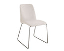 Set di 4 Sedie Imbottite in Similpelle Bianca e Acciaio