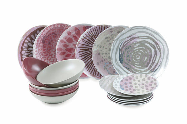 Servizio Piatti 18 Pezzi in Porcellana e Gres Multicolor Villa d'Este Home Tivoli Aurora sconto