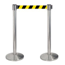 2 Colonnine Tendinastro 3 metri in Acciaio Inox Spazzolato Ø36x101 cm Nastro Giallo/Nero