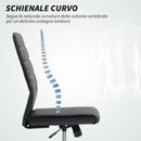 Sedia da Ufficio Ergonomica e Regolabile 58x53x97-107 cm con Schienale Ricurvo in Pelle PU e Acciaio Nero      