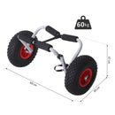 Carrello per Kayak Pieghevole in Alluminio 60x30x37 cm Max 60kg Argento e Nero 
