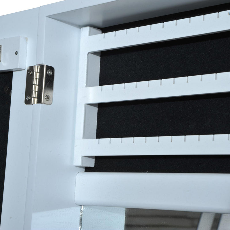 Armadio Portagioie con Specchiera da Parete in Legno Bianco 31x56x8.5 cm 