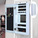 Armadio Portagioie con Specchiera da Parete in Legno Bianco 31x56x8.5 cm 