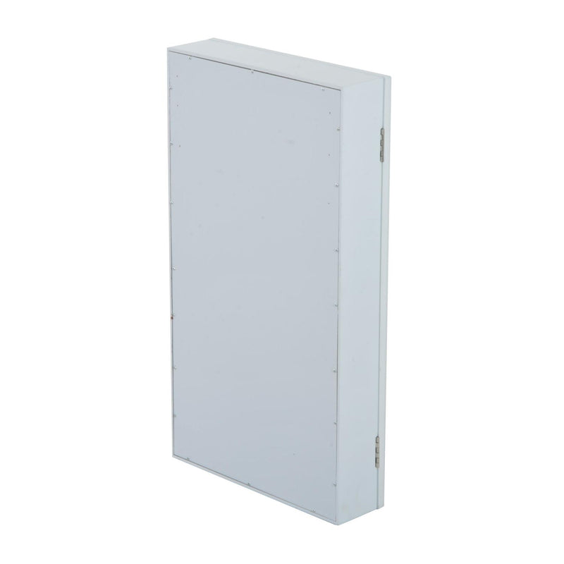 Armadio Portagioie con Specchiera da Parete in Legno Bianco 31x56x8.5 cm 