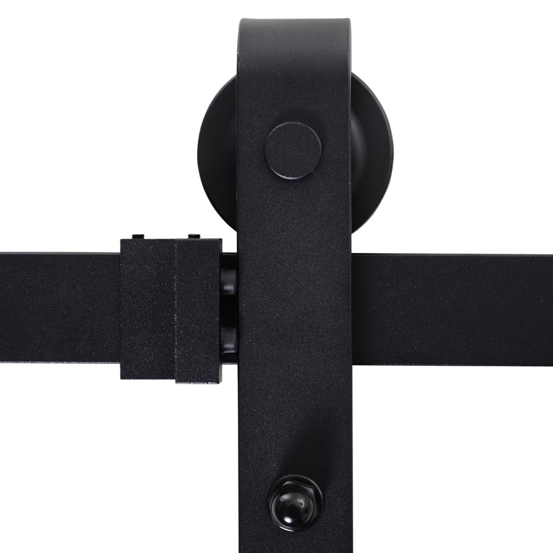 Binario per Porte Scorrevoli con Kit di Accessori Nero 200x4x0.6 cm 