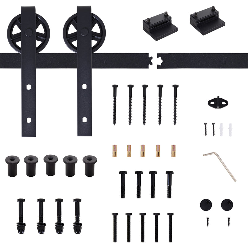 Binario per Porte Scorrevoli con Kit di Accessori in Acciaio Nero 100 cm sm 180mm 