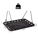 Altalena a Nido da Giardino Rettangolare con Anelli per Bambini Nero 100x76x4 cm 