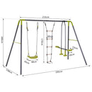 Parco Giochi Altalena Cavalluccio e Scaletta per Bambini in Metallo Verde 