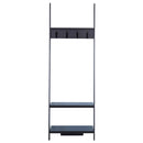 Appendiabiti da Ingresso a 3 Ripiani 4 Ganci in Legno Nero 67x38.5x196 cm 