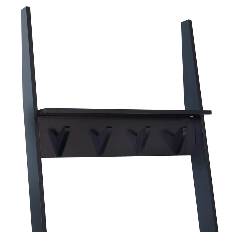 Appendiabiti da Ingresso a 3 Ripiani 4 Ganci in Legno Nero 67x38.5x196 cm 