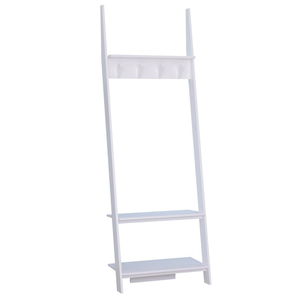 prezzo Appendiabiti da Ingresso a 3 Ripiani 4 Ganci in Legno Bianco 67x38.5x196 cm