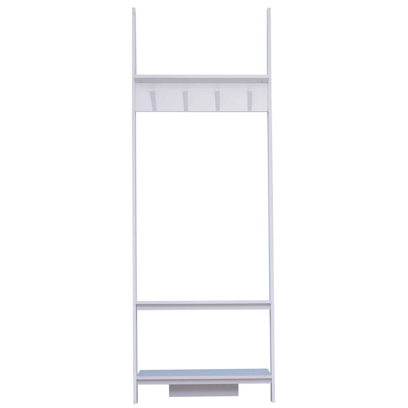 Appendiabiti da Ingresso a 3 Ripiani 4 Ganci in Legno Bianco 67x38.5x196 cm 