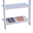 Appendiabiti da Ingresso a 3 Ripiani 4 Ganci in Legno Bianco 67x38.5x196 cm 