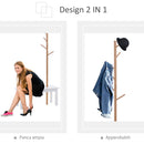 Panca con Appendiabiti in Bambù Bianco e Legno 80x30x180 cm 