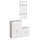 Mobile Ingresso con Scarpiera e Appendiabiti in Legno Bianco Opaco 100x32x187 cm 