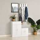 Mobile Ingresso con Scarpiera e Appendiabiti in Legno Bianco Opaco 100x32x187 cm 