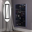 Armadio Portagioielli da Parete con Specchio in Legno MDF Nero 37x9.5x121 cm 