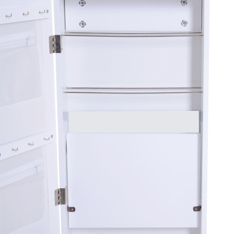 Specchio con Vano Portagioie da Parete in Legno Bianco MDF 36x108.5x11.5 cm 