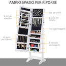 Armadio Portagioie a Specchio con 20 Luci LED Bianco 40x37x146 cm 