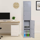 Armadietto Portadocumenti 4 Ripiani con Chiusura di Sicurezza in Acciaio Grigio 38x46x180 cm 