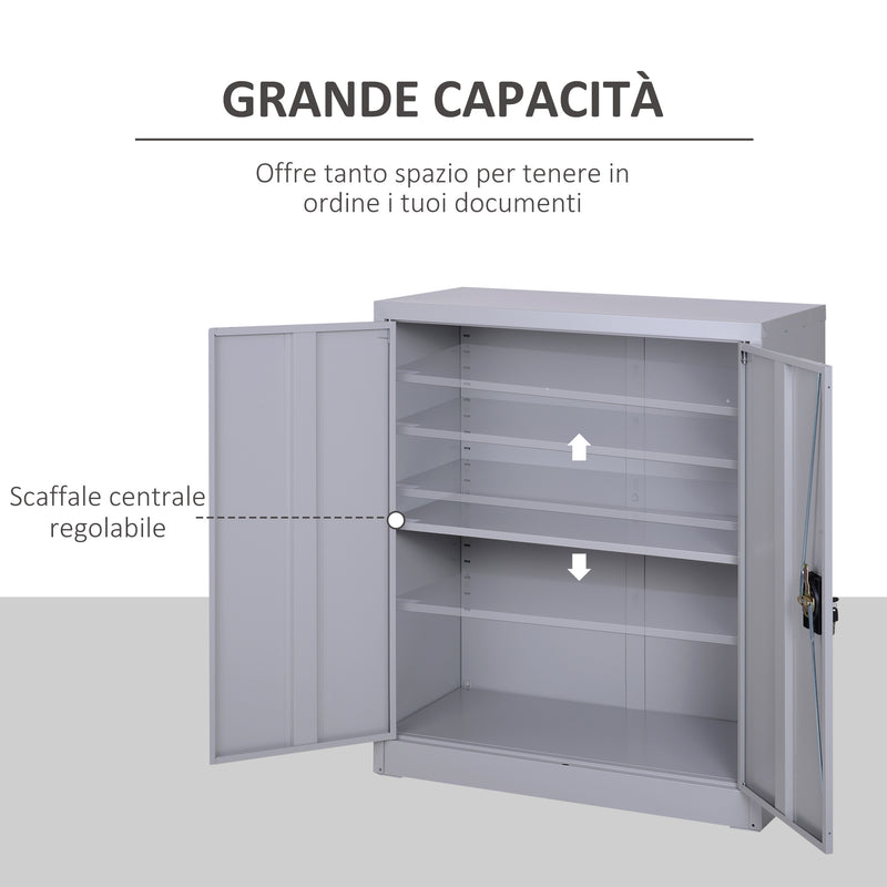 Armadietto Portadocumenti con Chiusura di Sicurezza in Acciaio Grigio 80x40x92.5 cm 