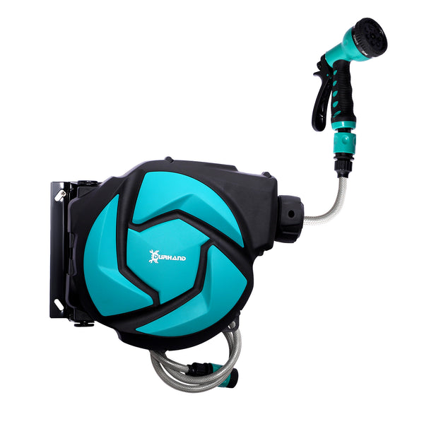 Avvolgitubo da Giardino Automatico Fissaggio a Parete Orientabile con Tubo da 10m 29,5x16,5x33 cm prezzo