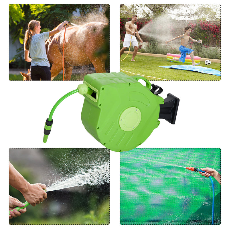 Rullo Avvolgitubo a Parete Portatile con Riavvolgimento Automatico 15 Metri 