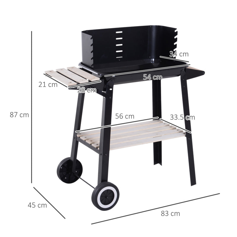 Barbecue a Carbone Carbonella Picnic Altezza Regolabile Nero 87x45x83 cm 