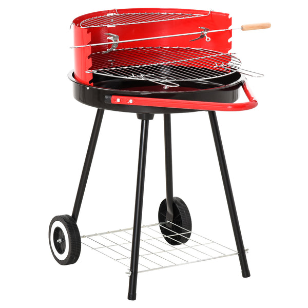 acquista Barbecue a Carbone Carbonella con Ruote Nero e Rosso 67x51x82 cm