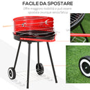 Barbecue a Carbone Carbonella con Ruote Nero e Rosso 67x51x82 cm 
